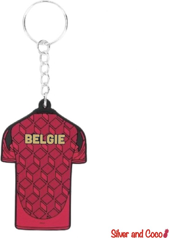 SilverAndCoco® - Porte-clés Equipe Nationale Belge / Kit Chemise Rouge Décoration Rouge / Voetbal 2024 / Porte-clés Maison de Voiture / Porte-clés Drapeau Belge / Porte- Ring Diables - België / Belgique