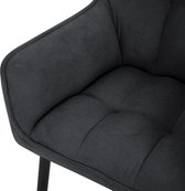 ML-Design eetkamerstoelen set van 2 gemaakt van badstof, zwart, keukenstoel met dikke gestoffeerde zitting & metalen poten, woonkamerstoel met rugleuning en armleuningen, gestoffeerde stoel, ergonomische loungestoel