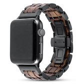 Apple Watch-bandje - walnotenhout en zwart staal 38-41 mm