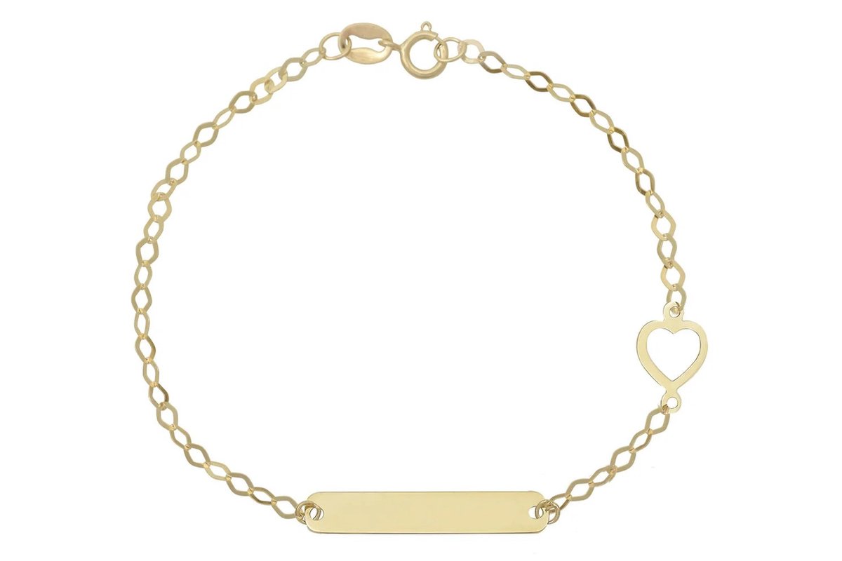 14K Goud Baby/Kinder Plaatarmbandje Open Hartje