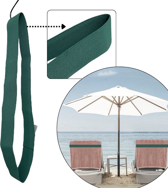 Bande élastique pour serviette de plage - couleur : Vert - élastique - extensible de 45 à 70 cm / bande élastique pour chaise longue - sangle pour serviette de plage
