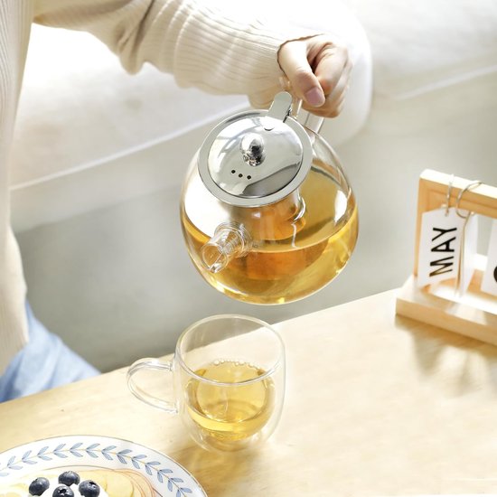 Théière Théière en verre borosilicate de 1000 ml avec infuseur à thé en vrac amovible