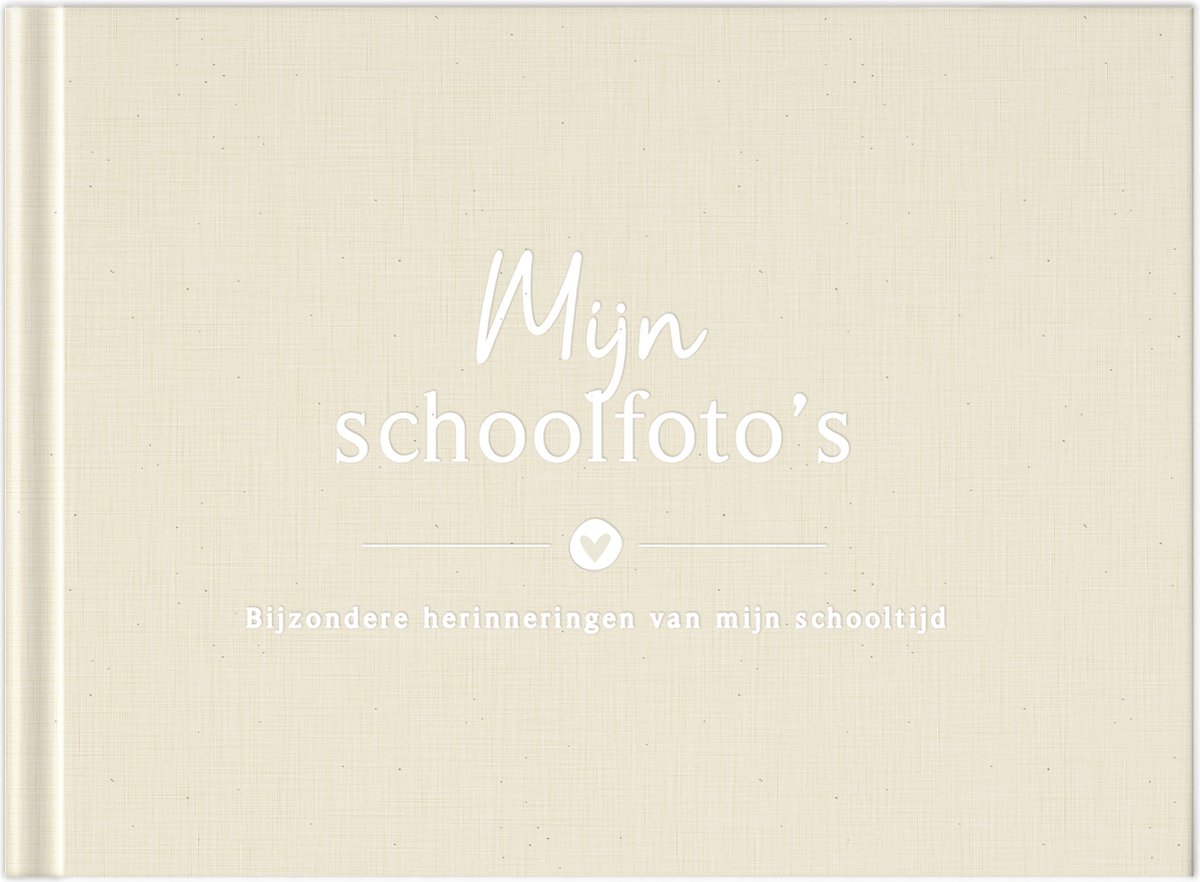 Fyllbooks - Schoolfotoboek Invulboek - Schoolfoto Album - Schooljarenboek - Linnen Beige - Geschikt voor: 12 Portret- en Klassenfoto's