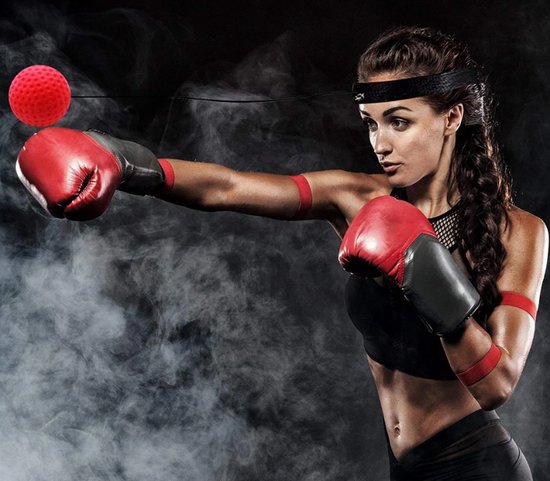 Reflex Ball - Advanced - Rood/ Box Reflex Bal / Hoofd Reflexbal / Hoofdband / Workout / Mini Punch Home Trainer Boks Kickboks / Rood Zwart