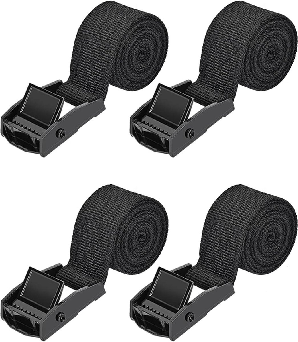 Spanbanden 1.5 meter Fiets spanbanden met klemgesp 4 stuks Sjorbanden klemgesp Fiets spanbanden met metalen gesp voor fietsdrager Sjorbanden Bevestigingsriemen