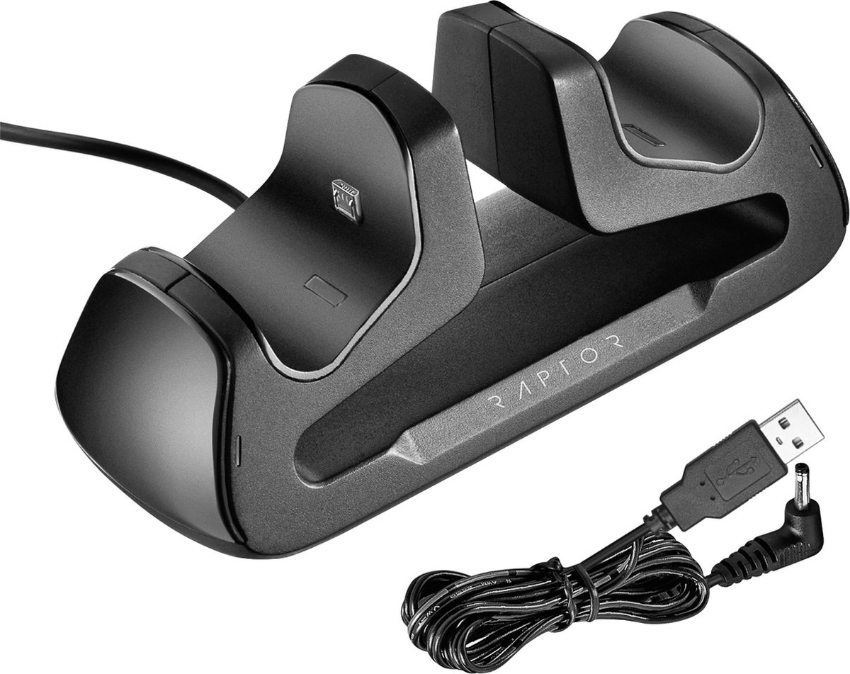 Raptor Gaming - Dubbele Oplader Zwart voor PS4 DualSense Controllers