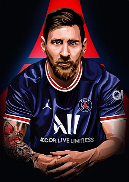 Allernieuwste.nl® Canvas Schilderij Lionel Messi Legende - Profvoetballer - Sport - Kleur - 50 x 70 cm