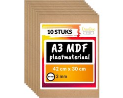 Creative Deco 10 x A3 MDF - Plaat | 420 x 300 x 3 mm | Lasersnijden, Freeswerk, DIY, Kunstprojecten