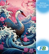 F4B Zwaan in Golf Diamond Painting 40x50cm | Vierkante Steentjes | Dieren | Vogel | Zee | Diamond Painting Pakket Volwassenen | Kinderen | Volledig Dekkend