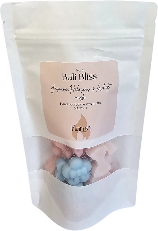 Bali Bliss Waxmelts Flame Handmade Candles (50g) - 40 Geur uren - Sojawas - Fleurige Geur