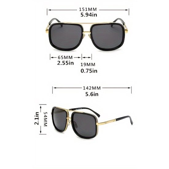 Livano Zonnebril Voor Dames & Heren - Zonnenbrillen - Zonnenbril - Sun Glasses - Sunglasses - Techno Bril - Rave & Festival - Premium Quality - Zwart/Goud van Livano — afbeelding 2