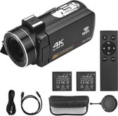 Handycam Camcorder 4k - Afstandsbediening & 2 Batterijen Inbegrepen - Touch Screen Bediening - Wifi Verbinding - 18x Digitale Zoom/Beeldstabilisatie/Night Vision/Gezichtsfocus - Zwart