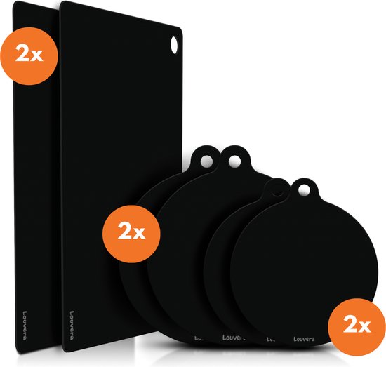 Louvera Inductie Beschermer Set – Hittebestendig tot 280 ºC – Panbeschermers - Afdekplaat voor Kookplaat - Inductie Mat Voor Elk Formaat - 6 stuks – Inductie mat – Onderzetter - Incl. E-book - Geschikt voor Booster Functie - Zwart