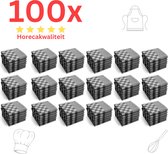 Theedoeken - Horeca Kwaliteit - Katoenenen Theedoeken set - 100 x - Zwart Wit - Ophang Lus