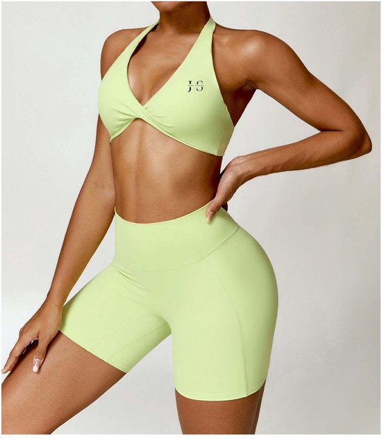 June Spring - Haut de Sport - Taille S/ Small - Couleur : Vert - COLLECTION ÉTÉ - Évacue l'humidité - Souple - Confortable - Qualité durable - Haut de sport pour femme - Avec maintien