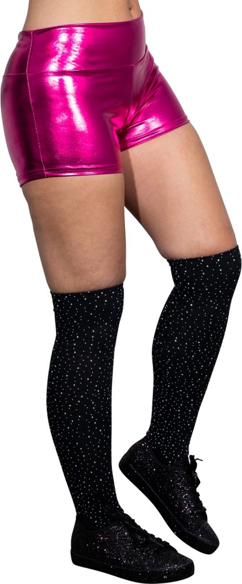 Glanzende hotpants - fuchsia - donker roze - 40 - festival — afbeelding 3