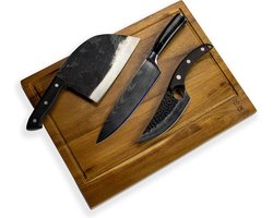 Shinrai Knives 3-delig Messenset - Premium Kwaliteit - Set met 3 Zwarte Messen en Snijplank