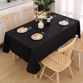 Tafelkleed, afwasbaar, rechthoekig, 140 x 220 cm, polyester, waterafstotend, lotuseffect, vuilafstotend, afwasbaar, tafelkleed voor feest, keuken, zwart