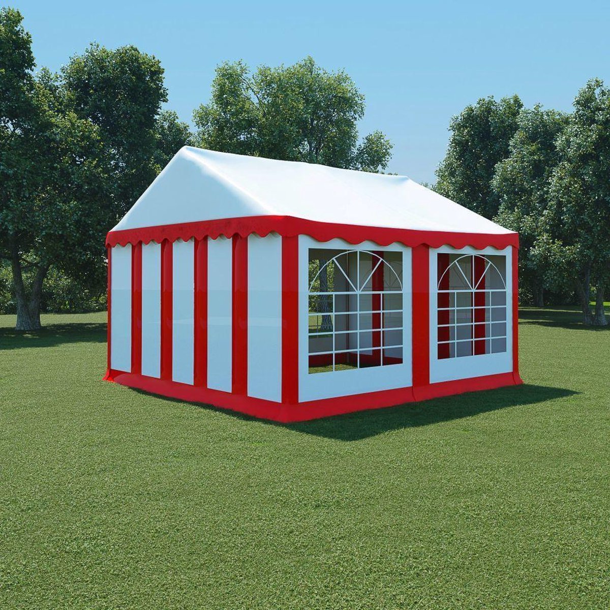 Partytent Tuin 4x4MTR Rood Wit / Tuin feest tent