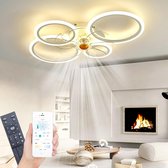4 Ring Ventilator | Moderne Ringen LED Ventilator | Smart Lamp | 85 cm | Wit | Bedienbaar Met Afstandsbediening & APP | Kroonluchter | Moderne Ventilator Licht