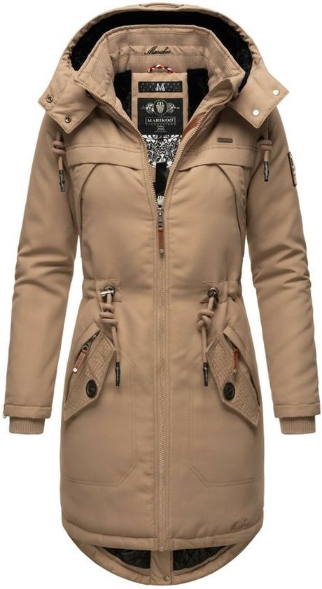 Gewatteerd & Winddicht Marikoo Kamii - Lang Winterjas Dames - Volwassen - Capuchon - Taupe - XL