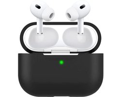 Hoesje geschikt voor Airpods Pro 2 - Schokbestendig siliconen Case Silicone met clip - Zwart