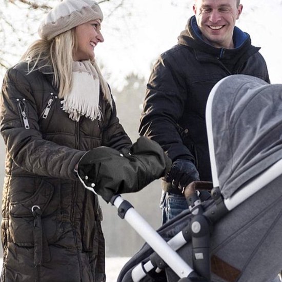 Allernieuwste.nl® Kinderwagen Handschoenen Handwarmer Buggy - Wollen Binnenzijde - Winddicht - Waterdicht - Gants de Poussette - Warme Handen Wanten - 2-in-1 - kleur Grijs van Allernieuwste.nl® — afbeelding 2