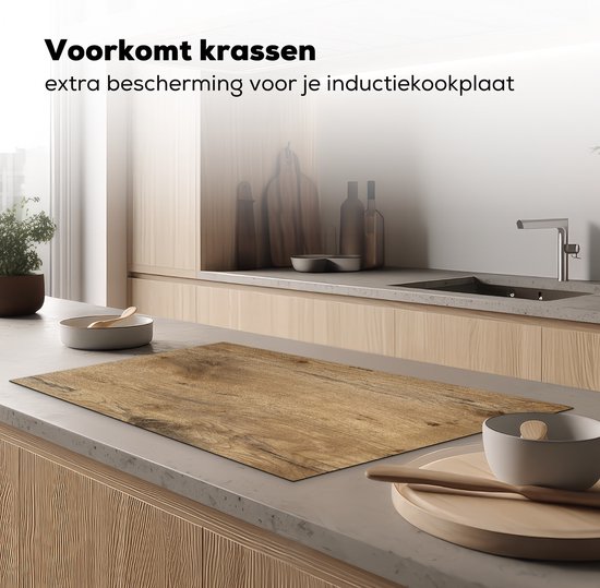 KitchenYeah® Protection plaque induction 91.6x52.7 cm - Marron - Motif bois - Protege plaque de cuisson - Couvre plaque induction - Protecteur d'induction - Cuisine