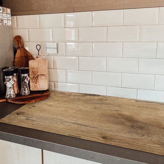 KitchenYeah® Protection plaque induction 91.6x52.7 cm - Marron - Motif bois - Protege plaque de cuisson - Couvre plaque induction - Protecteur d'induction - Cuisine