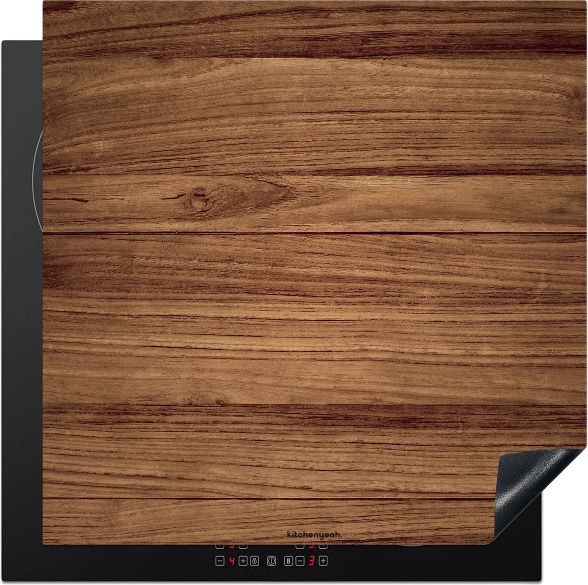 KitchenYeah® Inductie beschermer 60x55 cm - Bruin - Houtlook - Afdekplaat voor kookplaat - Inductieplaat mat - Beschermingsmat - Beschermplaat - Keuken bescherm decoratie - Afdek kookplaten