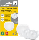 Medela Contact Tepelhoedjes - Bij problemen met aanleggen bij borstvoeding, voor platte of ingetrokken tepels - Maat L - 24 mm - 2 stuks