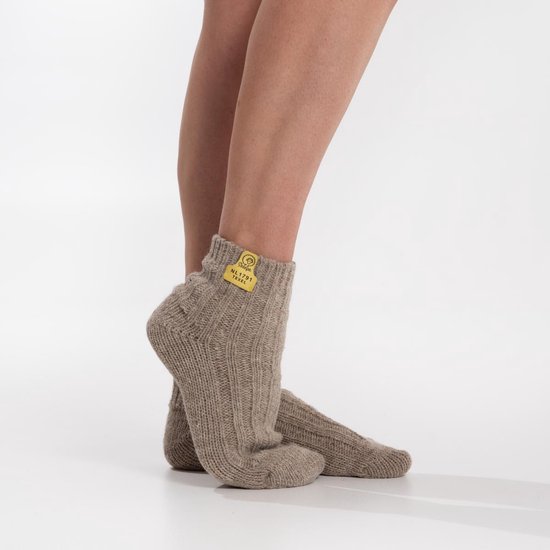 Skéépe – Chaussettes en Laine Beige – Chaussettes basses Courtes - Taille 37-41 - En Véritable Laine de Mouton Texel