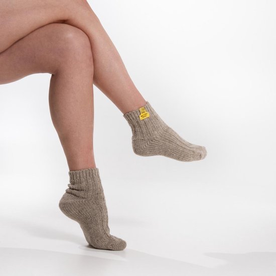 Skéépe – Chaussettes en Laine Beige – Chaussettes basses Courtes - Taille 37-41 - En Véritable Laine de Mouton Texel