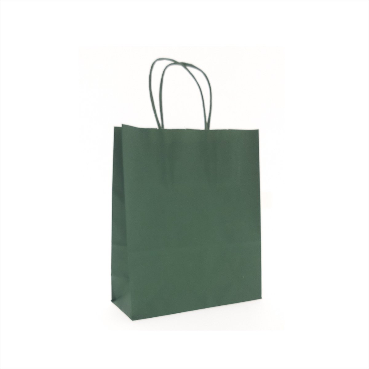Luxe Set van 50 Papieren Draagtassen - Leger groen - Kaki - 18x8x22cm - Hoogwaardige Kraft Papieren Tassen - Met Gedraaide Handvatten - Ideaal voor Winkelen en Verpakken