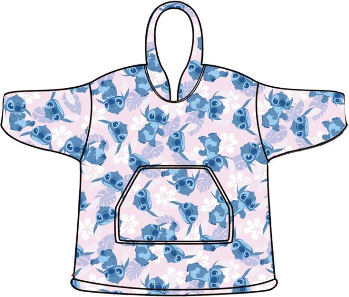 Disney Lilo & Stitch Hoodie Fleece deken, Flower - Kind - One Size (7-14 jaar) - Polyester