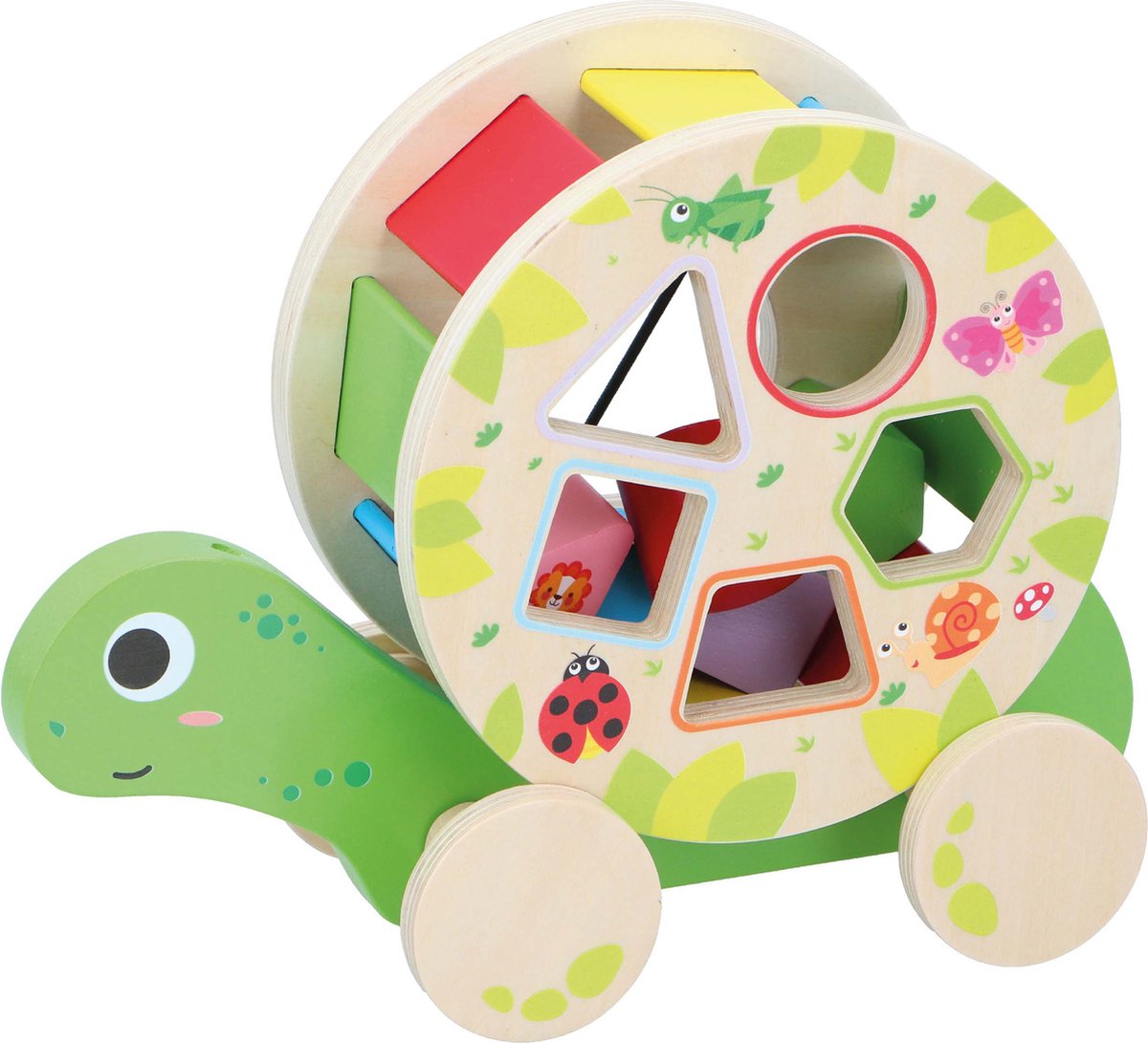 Marionette - Vormenstoof Schildpad - Met Wieltjes - 5 Blokken - 1 set