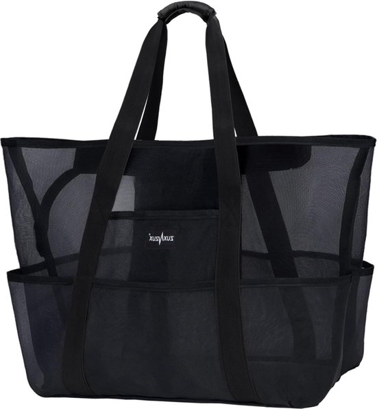 LARKSON Beach Bag - Smilla - Tote Bag with Zipper for Men & Women - Family Holiday, Sports, Swimming - Shopping Bag Made of Recycled PET - Water Repellent, Light Blue, One Size