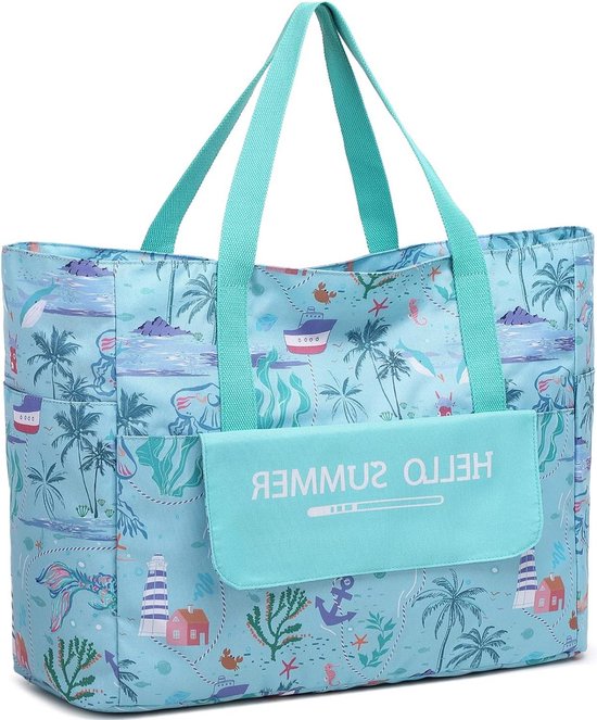 Gestreepte Strandtas | Waterdicht | Canvas | Magnetische Sluiting