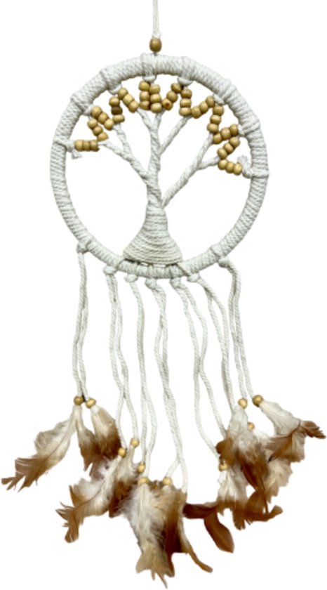 Dromenvanger - Tree of Life - Beige kralen - 17cm - Dreamcatcher