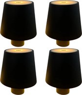 4 Stuks - Oplaadbare Flessenlamp - Tafellamp - Oplaadbaar - Warm wit - Dimbaar - Draadloos - Zwart