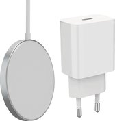 USB C Adapter - Snellader Magnetisch Geschikt voor MagSafe, iPhone en Samsung - 20W Vermogen - Draadloze Oplader - Draadloos 15W Vermogen - Wit