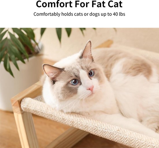 FUKUMARU Hondenbed, groot ademend kattenbed, houten