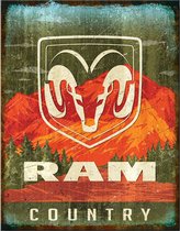 RAM Country Metalen wandbord 31,5 x 40,5 cm. Een wandbord voor de liefhebber van de Dodge RAM.