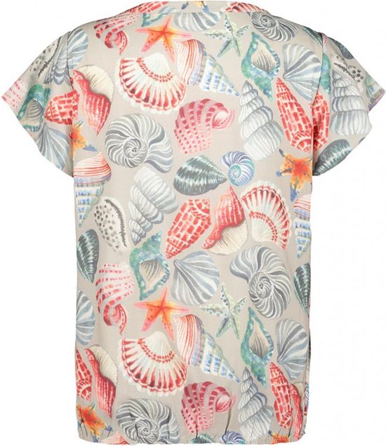 DIDI Dames Blouse S/S Flare in Feather grey with Ocean Treasure maat 44