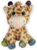 Giraffe Happy Dierentuin Pluche Knuffel 30 cm [Animal Zoo Plush Toy Africa jungle Wild Life | Speelgoed Knuffeldier Knuffelbeest voor kinderen jongens meisjes | Lion Leeuw, Luipaard Leopard, Tijger Tiger, Aap Monkey]