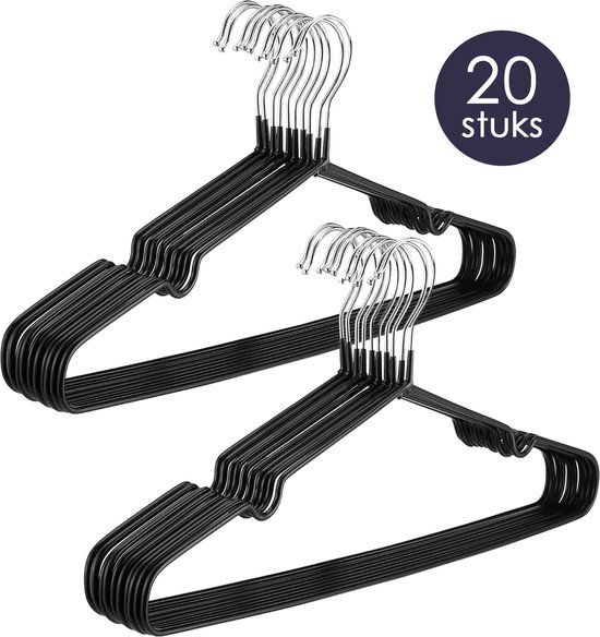 Behave Cintres en métal - Cintre - Porte-Manteau - Encoche - Barre à Pantalons - Adultes - 20 Pièces