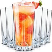 SHOP YOLO-cocktailglazen- Set van 6 -330ml-Vaatwasserbestendige Drinkglazen-Geribbelde Glazen voor Cocktails-Water-Sap-Mojito-Longdrinkglazen