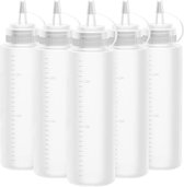 SHOP YOLO-knijpfles transparant-5 stuks 250 ml-plastic knijpfles met doppen-BPA-vrij-lekvrije flessen voor schilderen-bakken-ketchup-scherpe