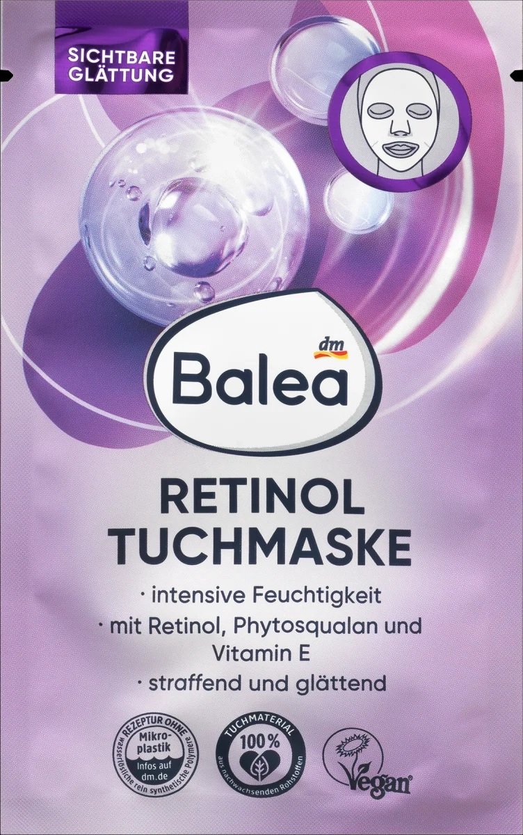 Goedkoopste Balea Retinol Gezichtsmasker - Voor alle huidtypen - Intensief hydraterend gezichtsmasker - 1 stuk