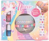 Unicorn - nail art giftset - met armband - nagellak op waterbasis - armband - nagelstickers - cadeau - geschenk - meisjes